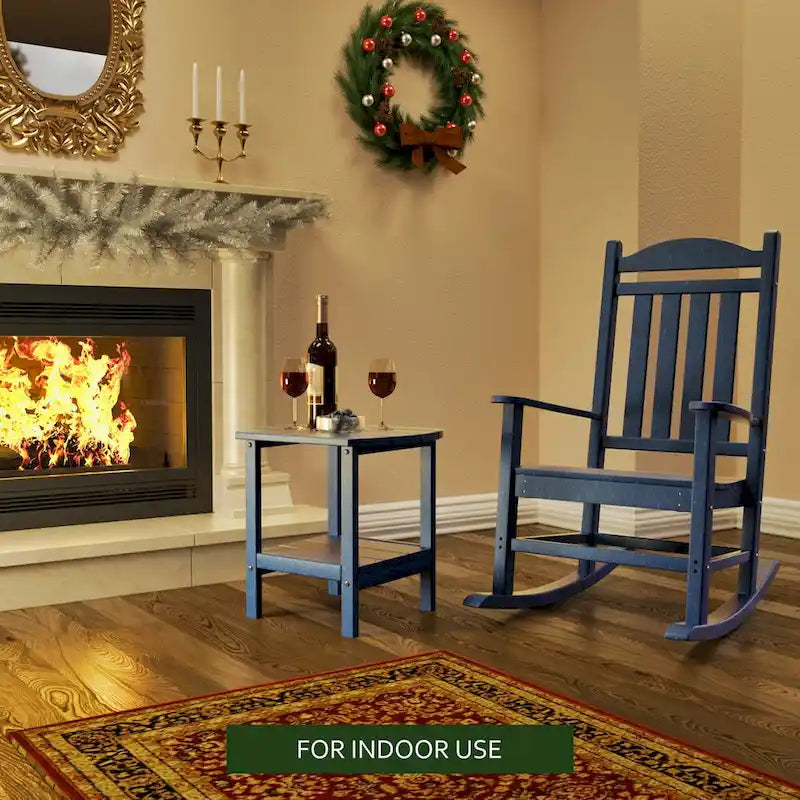 Weather-Resistant HDPE Outdoor Side Table - Modern Patio Accent Furniture - 8' x 10'