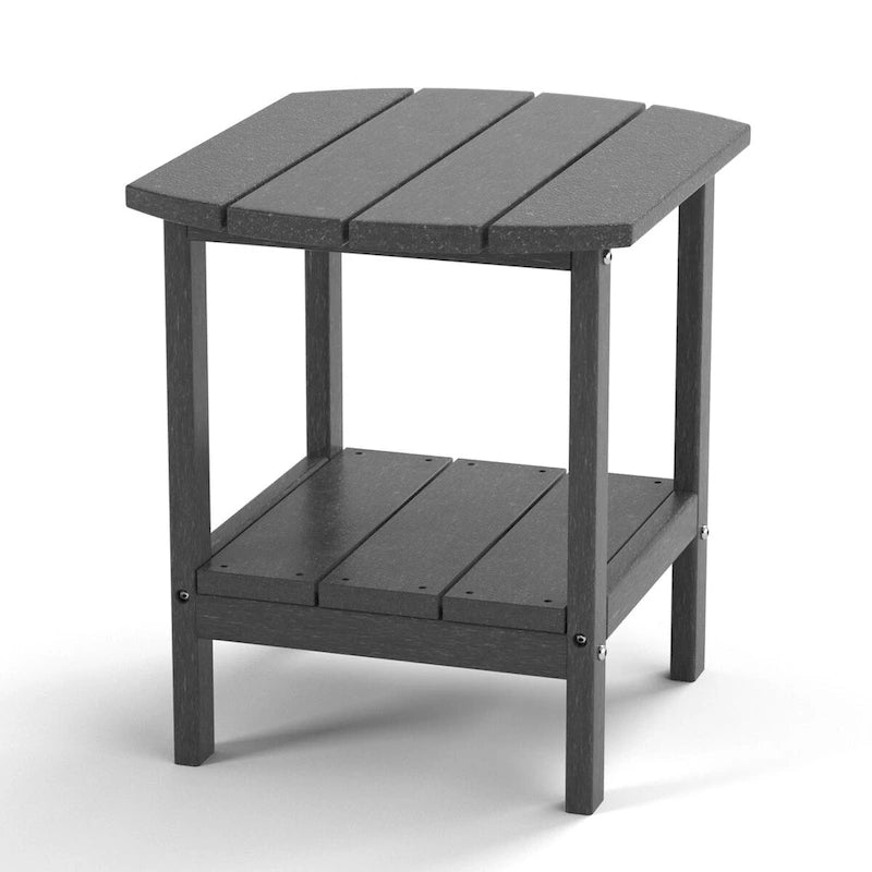 Weather-Resistant HDPE Outdoor Side Table - Modern Patio Accent Furniture - 8' x 10'