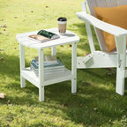 Weather-Resistant HDPE Outdoor Side Table - Modern Patio Accent Furniture - 8' x 10'