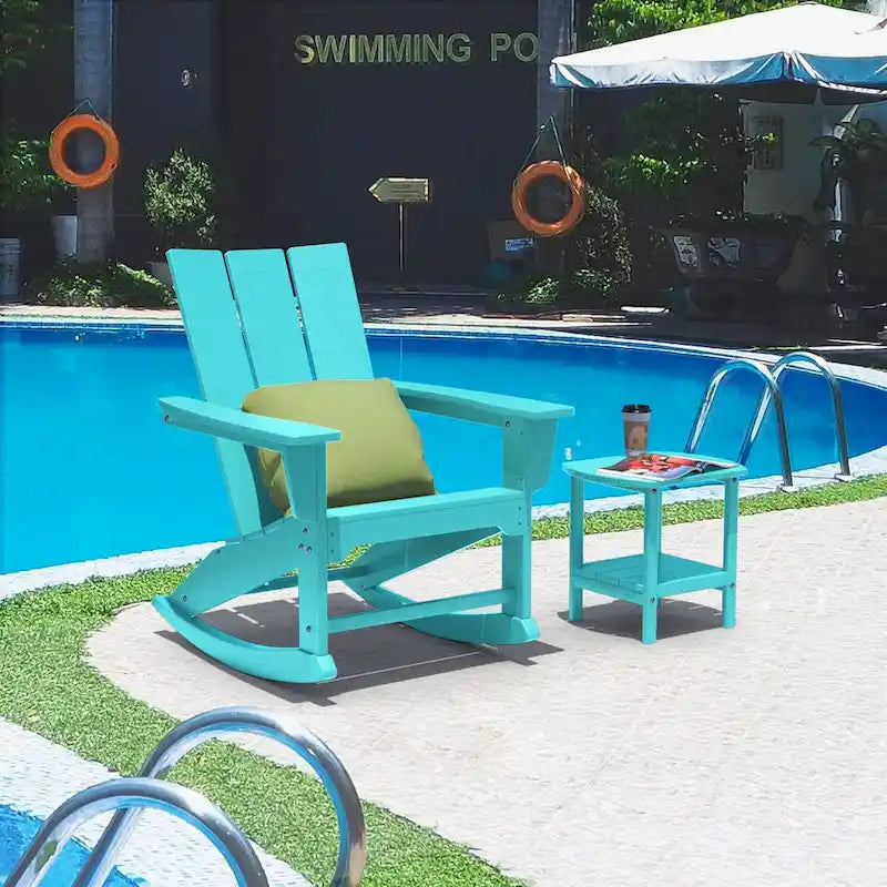 Weather-Resistant HDPE Outdoor Side Table - Modern Patio Accent Furniture - 8' x 10'