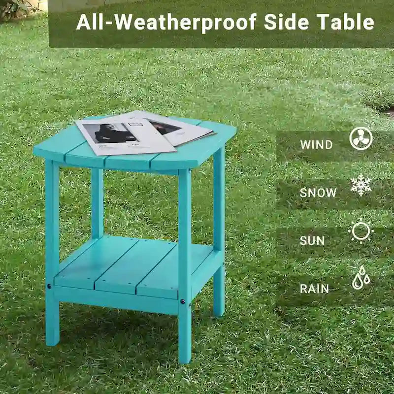 Weather-Resistant HDPE Outdoor Side Table - Modern Patio Accent Furniture - 8' x 10'