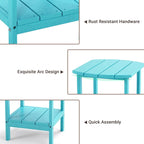 Weather-Resistant HDPE Outdoor Side Table - Modern Patio Accent Furniture - 8' x 10'