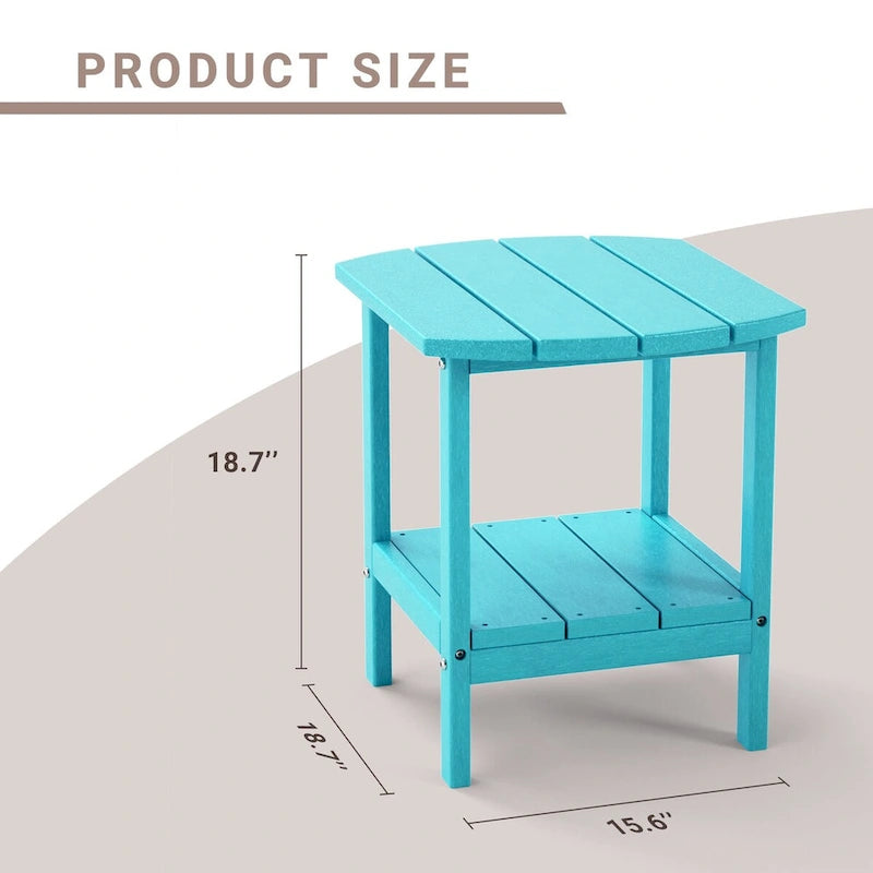 Weather-Resistant HDPE Outdoor Side Table - Modern Patio Accent Furniture - 8' x 10'