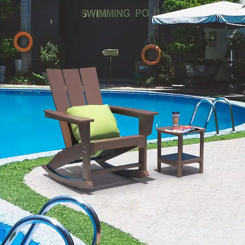 Weather-Resistant HDPE Outdoor Side Table - Modern Patio Accent Furniture - 8' x 10'
