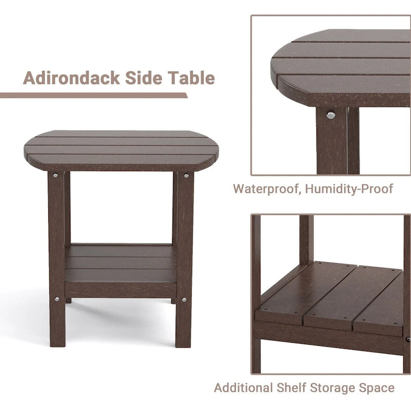 Weather-Resistant HDPE Outdoor Side Table - Modern Patio Accent Furniture - 8' x 10'