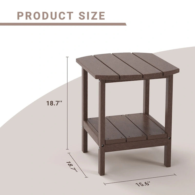 Weather-Resistant HDPE Outdoor Side Table - Modern Patio Accent Furniture - 8' x 10'