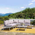 Glitzhome Outdoor Modern Patio Aluminum Sectional Seater Sofa or Coffee Side Table