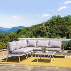 Glitzhome Outdoor Modern Patio Aluminum Sectional Seater Sofa or Coffee Side Table