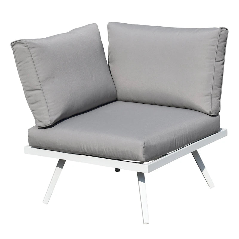 Glitzhome Outdoor Modern Patio Aluminum Sectional Seater Sofa or Coffee Side Table