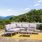 Glitzhome Outdoor Modern Patio Aluminum Sectional Seater Sofa or Coffee Side Table