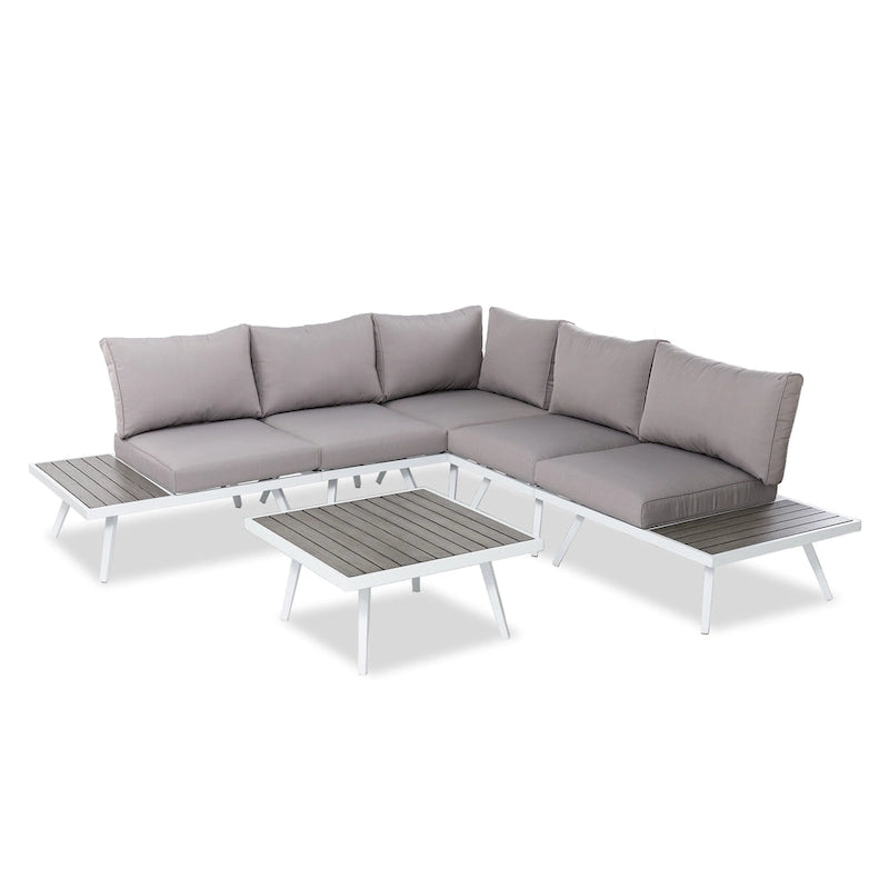 Glitzhome Outdoor Modern Patio Aluminum Sectional Seater Sofa or Coffee Side Table