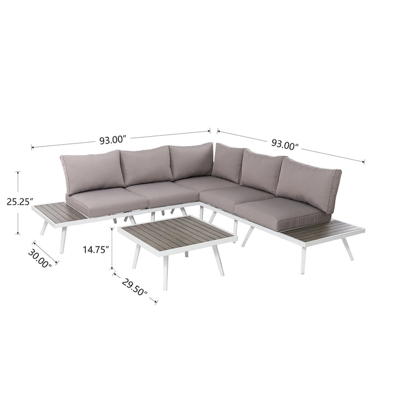 Glitzhome Outdoor Modern Patio Aluminum Sectional Seater Sofa or Coffee Side Table