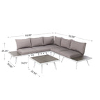 Glitzhome Outdoor Modern Patio Aluminum Sectional Seater Sofa or Coffee Side Table