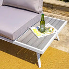 Glitzhome Outdoor Modern Patio Aluminum Sectional Seater Sofa or Coffee Side Table
