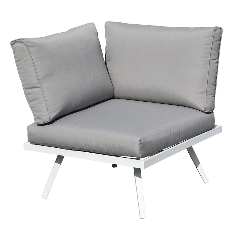 Glitzhome Outdoor Modern Patio Aluminum Sectional Seater Sofa or Coffee Side Table