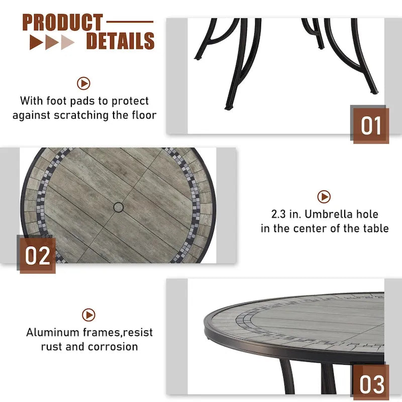 48 Outdoor Patio Round Aluminum Dining Table