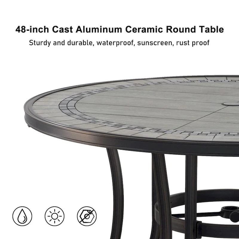 48 Outdoor Patio Round Aluminum Dining Table