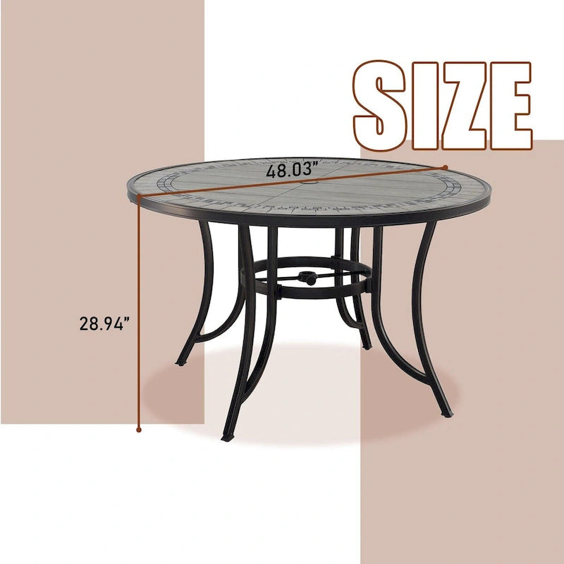 48 Outdoor Patio Round Aluminum Dining Table