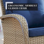 Outdoor Swivel Rocking Chairs Set of 3 - Light Beige