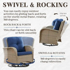Outdoor Swivel Rocking Chairs Set of 3 - Light Beige