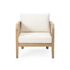 Linksy Modern Acacia Wood Outdoor Club Chair with Beige Cushions by Christopher Knight Home