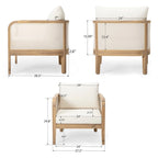 Linksy Modern Acacia Wood Outdoor Club Chair with Beige Cushions by Christopher Knight Home
