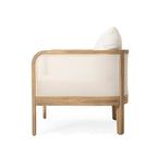 Linksy Modern Acacia Wood Outdoor Club Chair with Beige Cushions by Christopher Knight Home