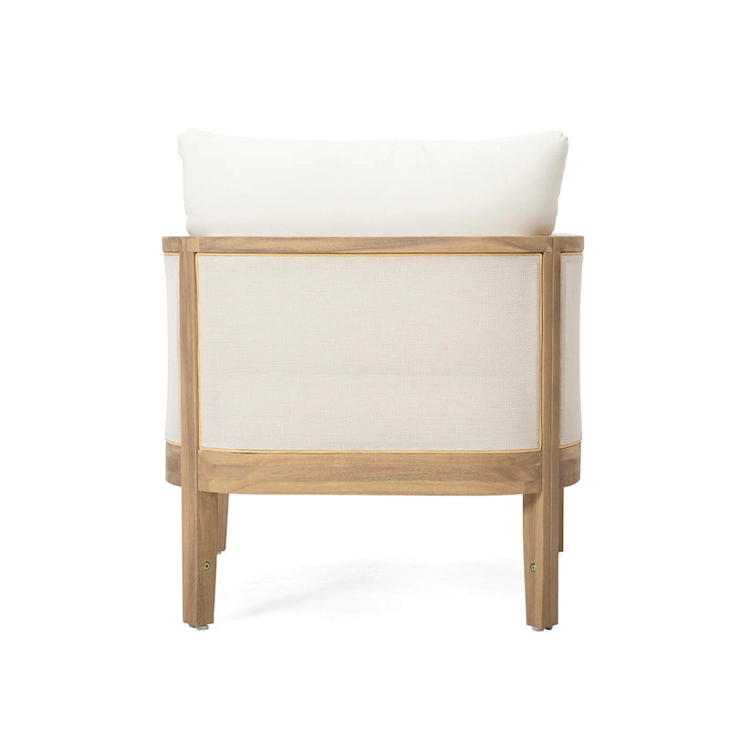 Linksy Modern Acacia Wood Outdoor Club Chair with Beige Cushions by Christopher Knight Home