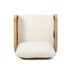 Linksy Modern Acacia Wood Outdoor Club Chair with Beige Cushions by Christopher Knight Home