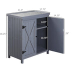 Garden Storage Cabinet, Outdoor Tool Shed with Galvanized Top and Two Shelves for Yard Tools or Pool Accessories