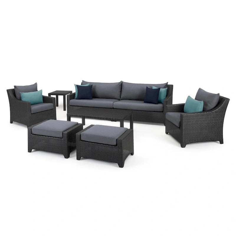 Deco 8 Piece Aluminum Outdoor Patio Sofa & Club Chair Set