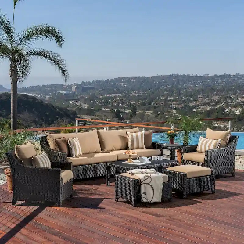Deco 8 Piece Aluminum Outdoor Patio Sofa & Club Chair Set