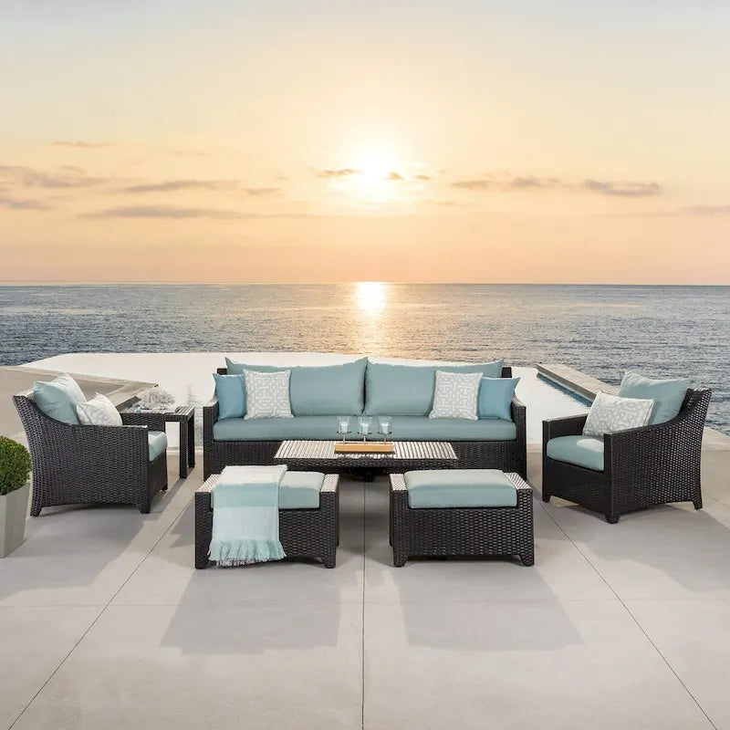 Deco 8 Piece Aluminum Outdoor Patio Sofa & Club Chair Set