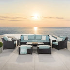 Deco 8 Piece Aluminum Outdoor Patio Sofa & Club Chair Set