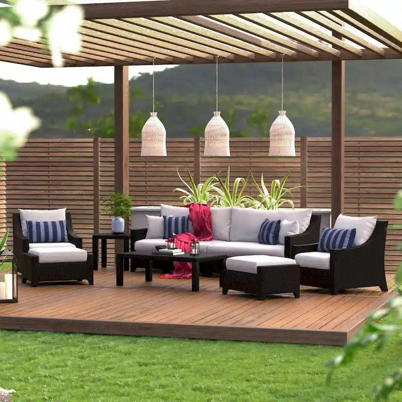 Deco 8 Piece Aluminum Outdoor Patio Sofa & Club Chair Set