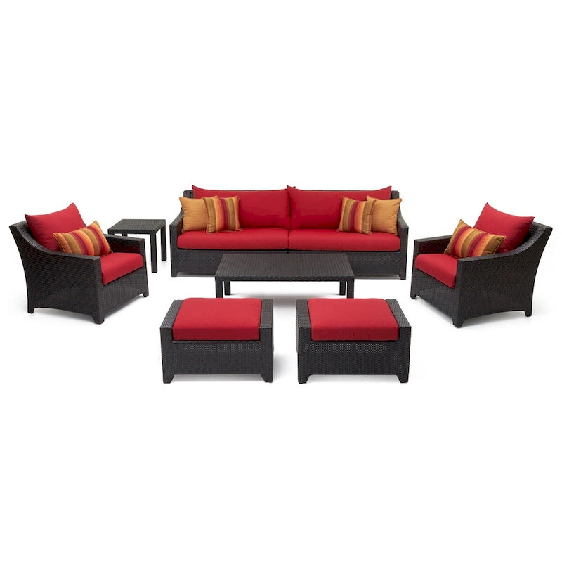Deco 8 Piece Aluminum Outdoor Patio Sofa & Club Chair Set