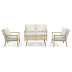 4-Piece Aluminum Patio Conversation Set with End Table and Cushions