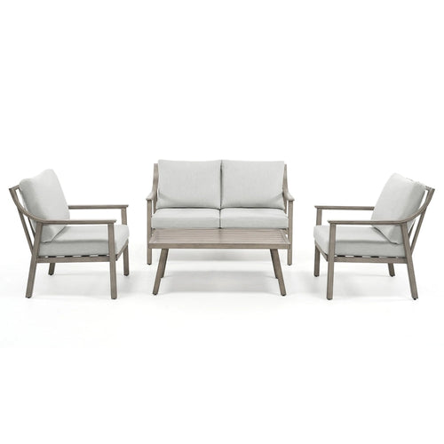 4-Piece Aluminum Patio Conversation Set with End Table and Cushions