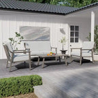 4-Piece Aluminum Patio Conversation Set with End Table and Cushions