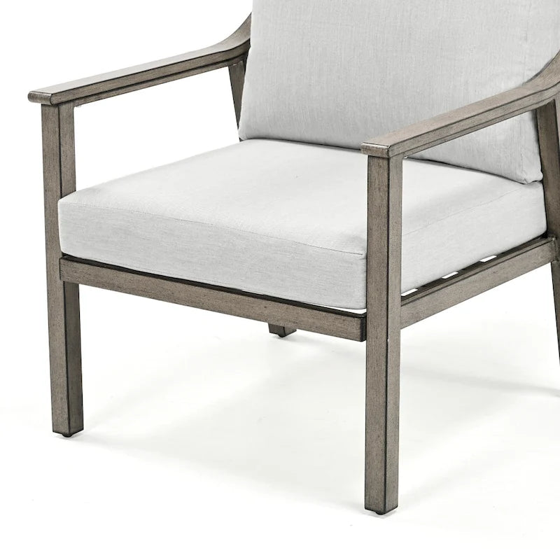 4-Piece Aluminum Patio Conversation Set with End Table and Cushions