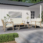 4-Piece Aluminum Patio Conversation Set with End Table and Cushions