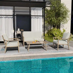 4-Piece Aluminum Patio Conversation Set with End Table and Cushions