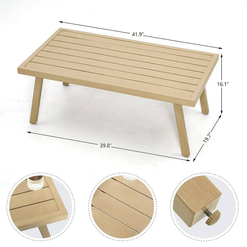 4-Piece Aluminum Patio Conversation Set with End Table and Cushions