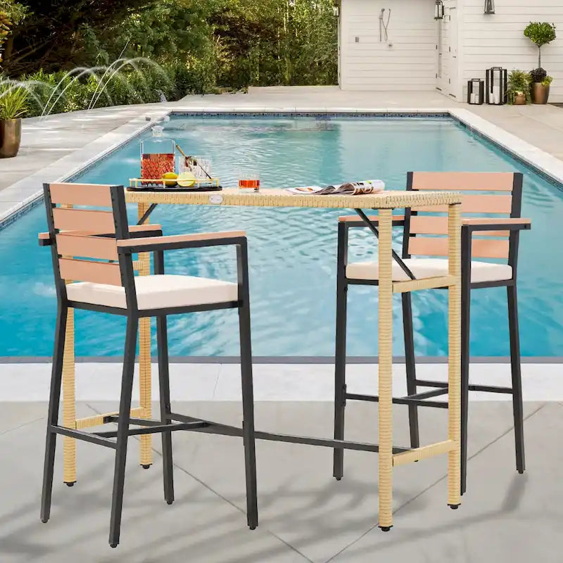 Moasis 3/5-Piece Outdoor Wicker Patio Bar Height Bistro Furniture Set