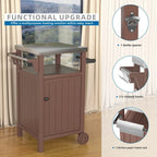 Outdoor Grilling Table with Storage,Stainless Steel Countertop Kitchen Island Cart,Outdoor Grill Table for BBQ,Patio