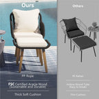 5 Pieces Patio Conversation Set with Wicker Cool Bar Table, Ottomans