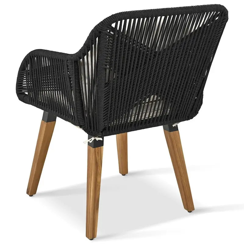 5 Pieces Patio Conversation Set with Wicker Cool Bar Table, Ottomans