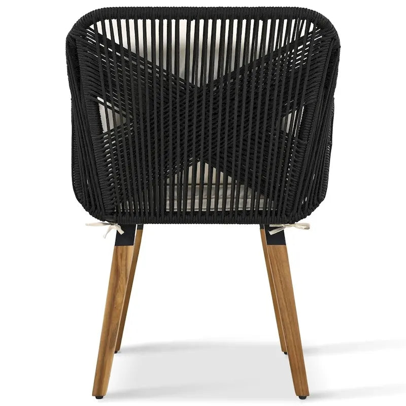 5 Pieces Patio Conversation Set with Wicker Cool Bar Table, Ottomans