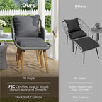 5 Pieces Patio Conversation Set with Wicker Cool Bar Table, Ottomans