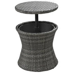 5 Pieces Patio Conversation Set with Wicker Cool Bar Table, Ottomans